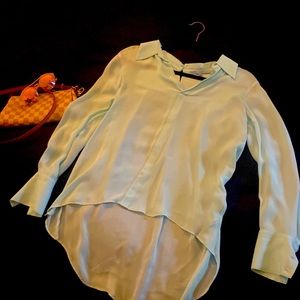 Antonio Melani sheer blue high low shirt